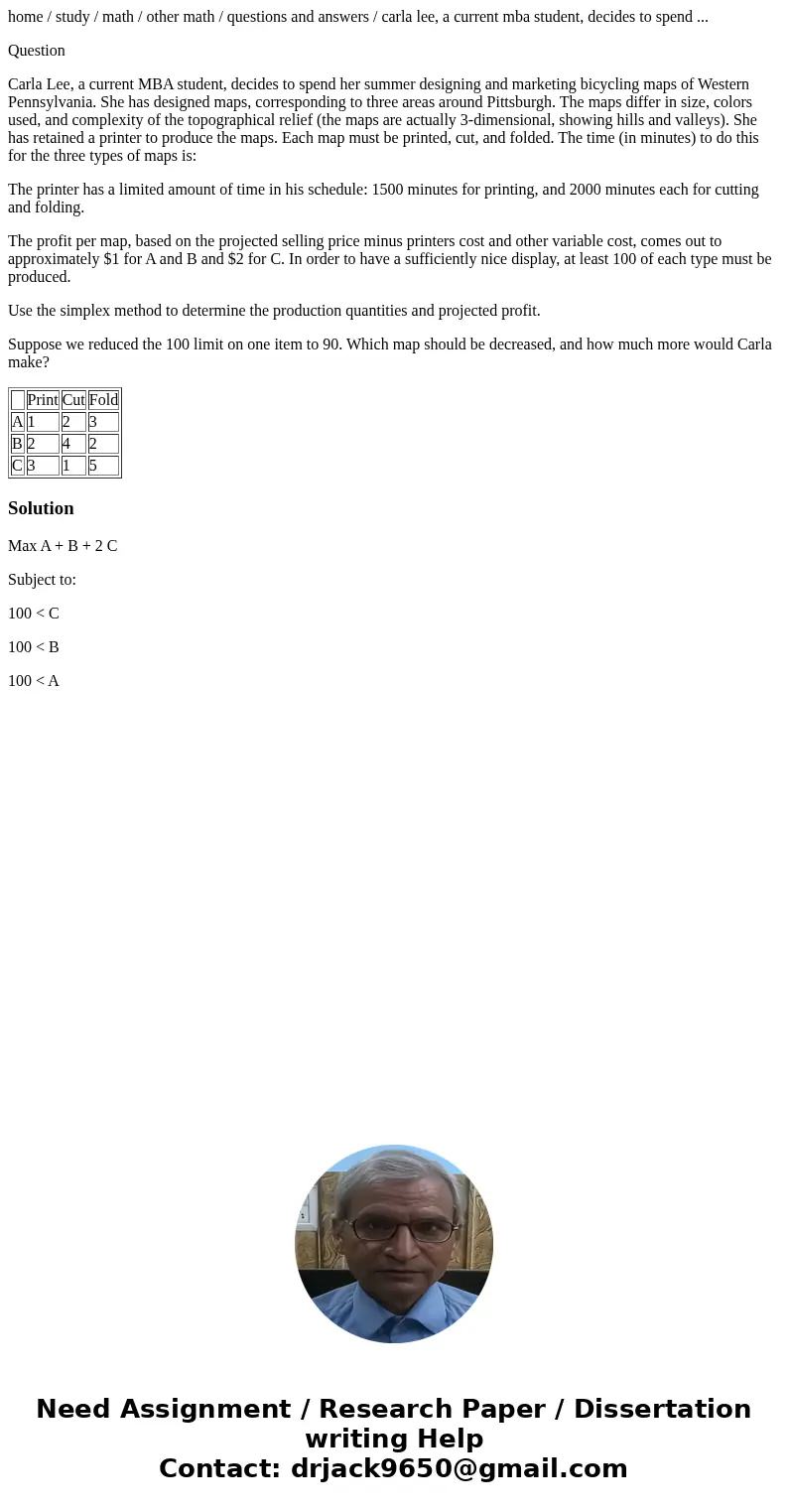 home / study / math / other math / questions and answers / carla lee, a current mba student, decides to spend ... Question Carla Lee, a current MBA student, dec home / study / math / other math / questions and answers / carla lee, a current mba student, decides to spend ... Question Carla Lee, a current MBA student, dec
