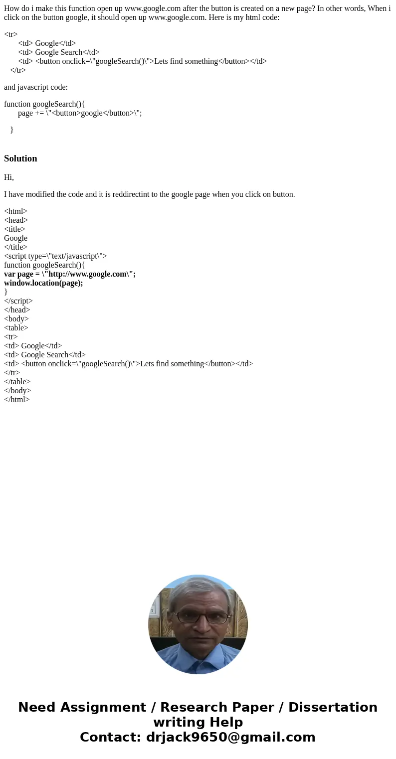 How do i make this function open up www.google.com after the button is created on a new page? In other words, When i click on the button google, it should open  How do i make this function open up www.google.com after the button is created on a new page? In other words, When i click on the button google, it should open