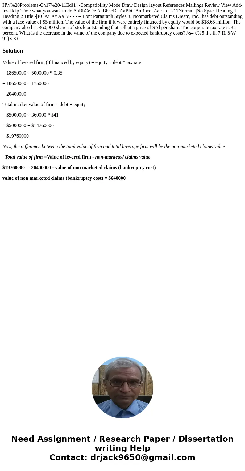  HW%20Problems-Ch17%20-11Ed[1] -Compatibility Mode Draw Design layout References Mailings Review View Add-ins Help ??me what you want to do AaBbCeDe AaBbccDe Aa
