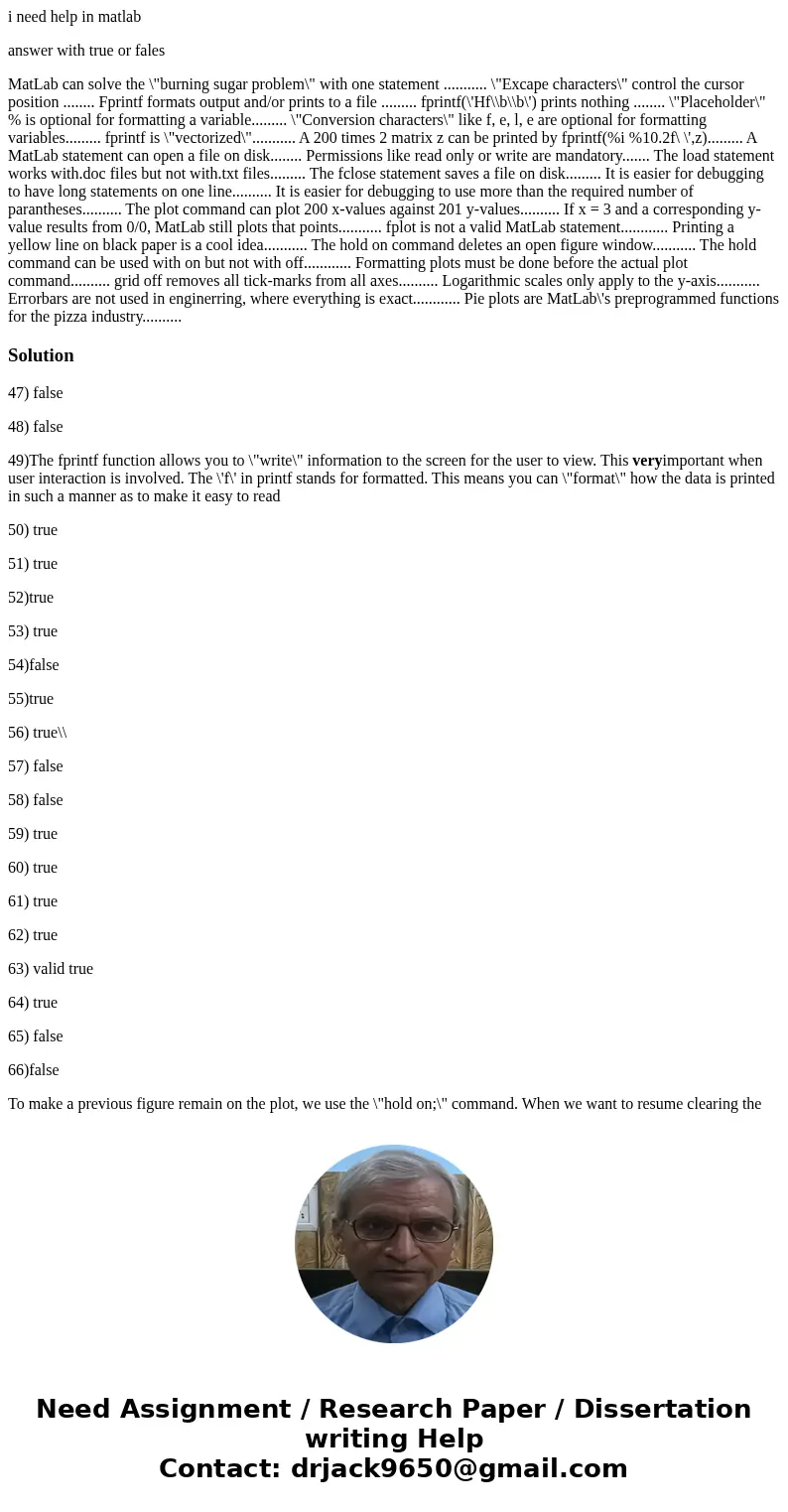 i need help in matlab answer with true or fales MatLab can solve the \ i need help in matlab answer with true or fales MatLab can solve the \