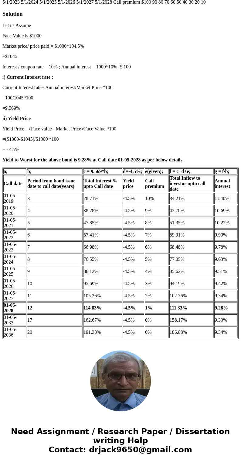 In an earlier worksheet, we discussed the difference between yield to maturity and yield to call. There is another yield that is commonly quoted, the yield to   In an earlier worksheet, we discussed the difference between yield to maturity and yield to call. There is another yield that is commonly quoted, the yield to