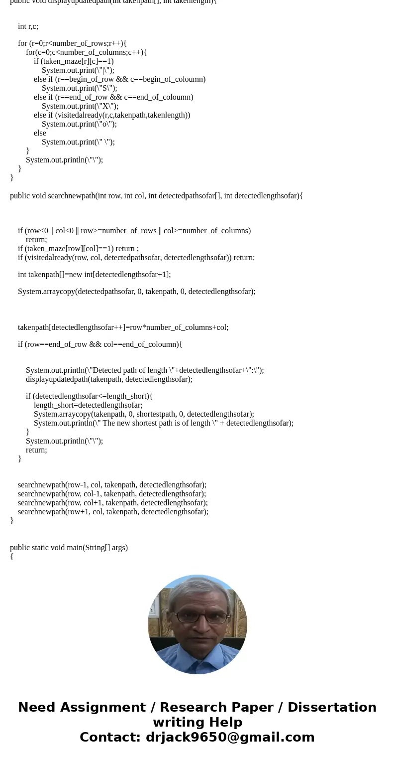 Java question: Consider a maze made up of a rectangular array of squares. The maze will contain a character (either +, -, or |) to represent a blocked square, a