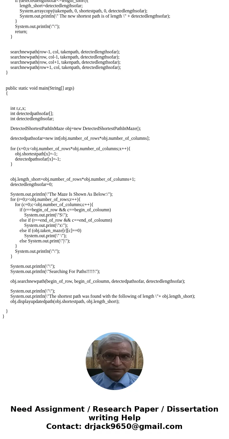 Java question: Consider a maze made up of a rectangular array of squares. The maze will contain a character (either +, -, or |) to represent a blocked square, a