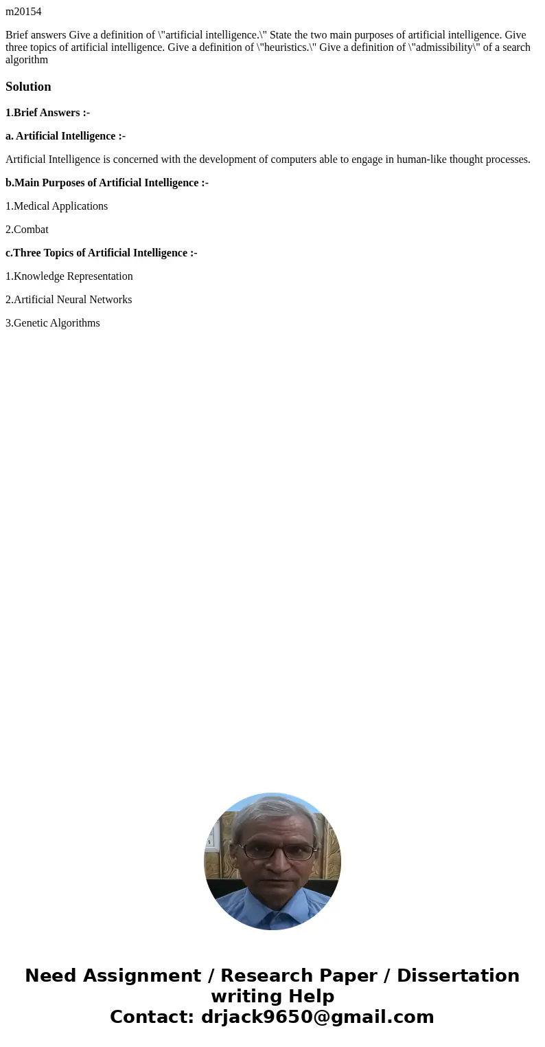 m20154 Brief answers Give a definition of \ m20154 Brief answers Give a definition of \