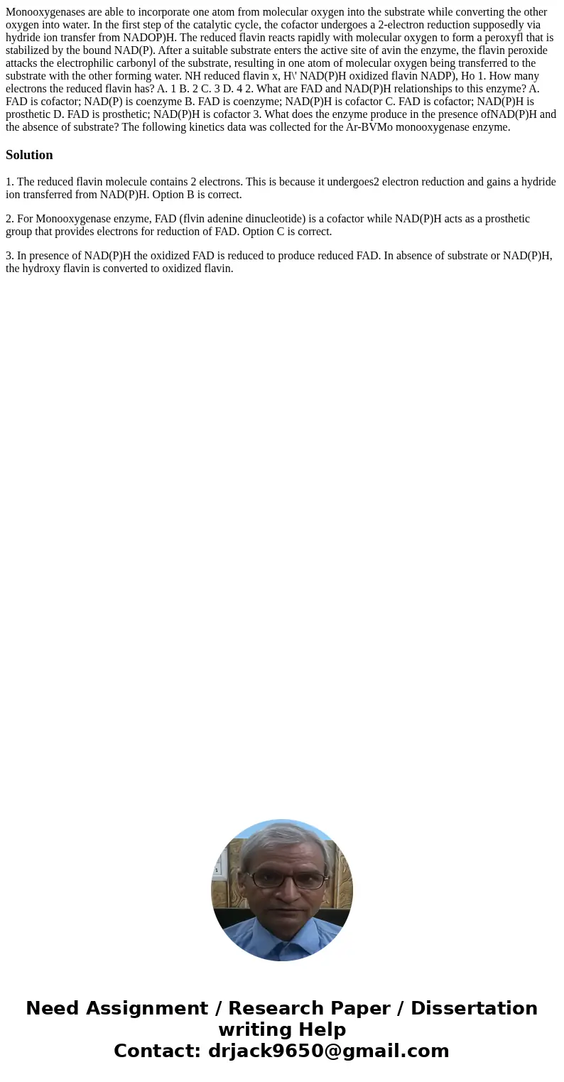 Monooxygenases are able to incorporate one atom from molecular oxygen into the substrate while converting the other oxygen into water. In the first step of the  Monooxygenases are able to incorporate one atom from molecular oxygen into the substrate while converting the other oxygen into water. In the first step of the