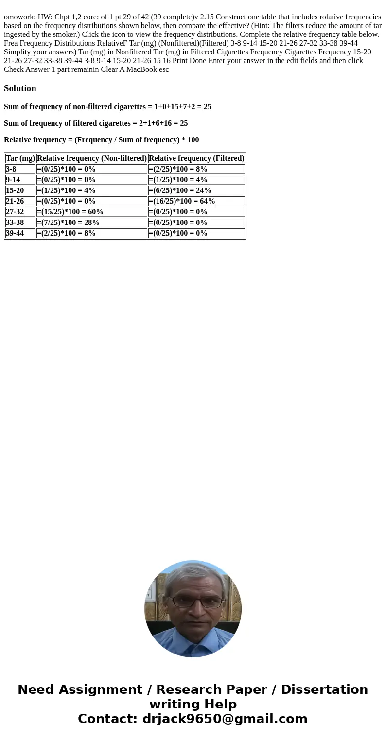  omowork: HW: Chpt 1,2 core: of 1 pt 29 of 42 (39 complete)v 2.15 Construct one table that includes rolative frequencies based on the frequency distributions sh