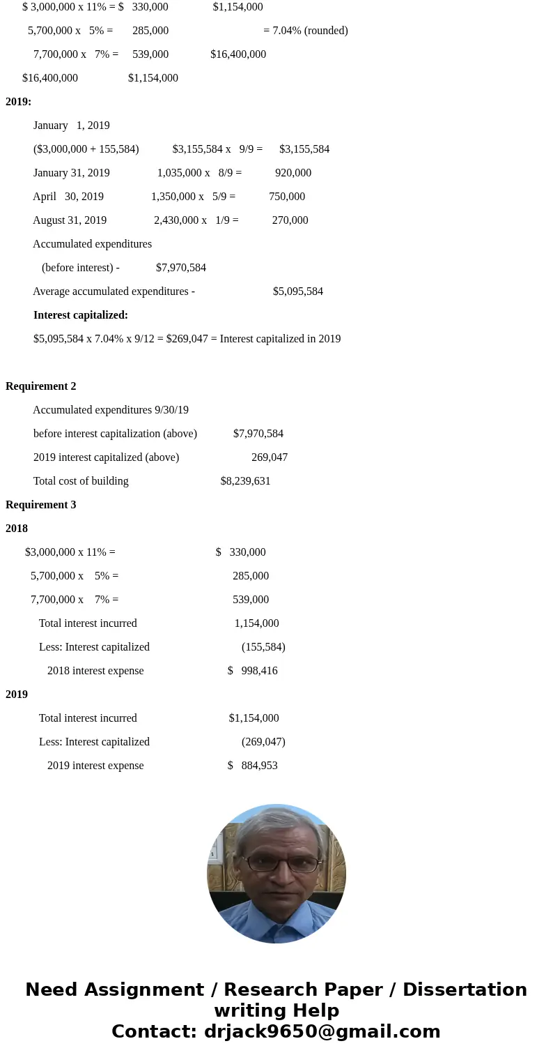 On January 1, 2018, the Mason Manufacturing Company began construction of a building to be used as its office headquarters. The building was completed on Septem