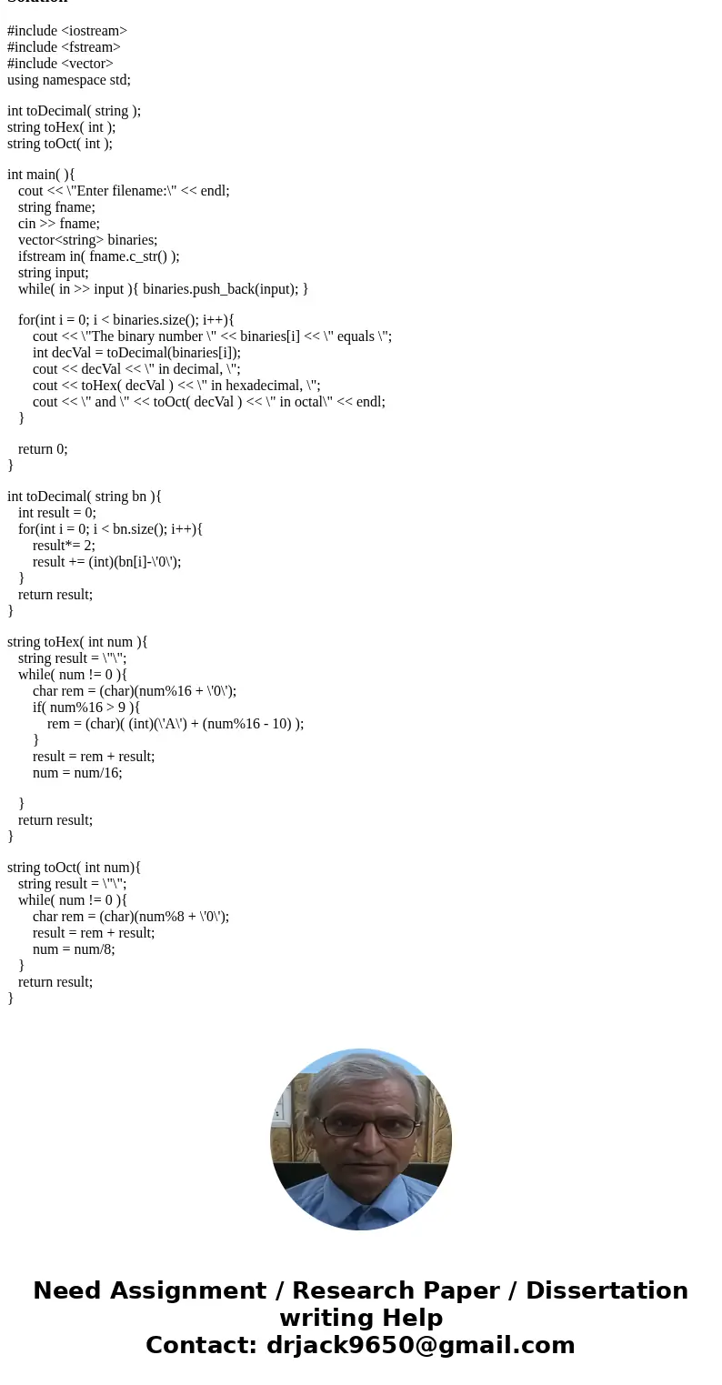 thanks!!! Write a program that reads in an input file with one or more binary numbers separated by spaces or newline characters and outputs a conversion to deci thanks!!! Write a program that reads in an input file with one or more binary numbers separated by spaces or newline characters and outputs a conversion to deci