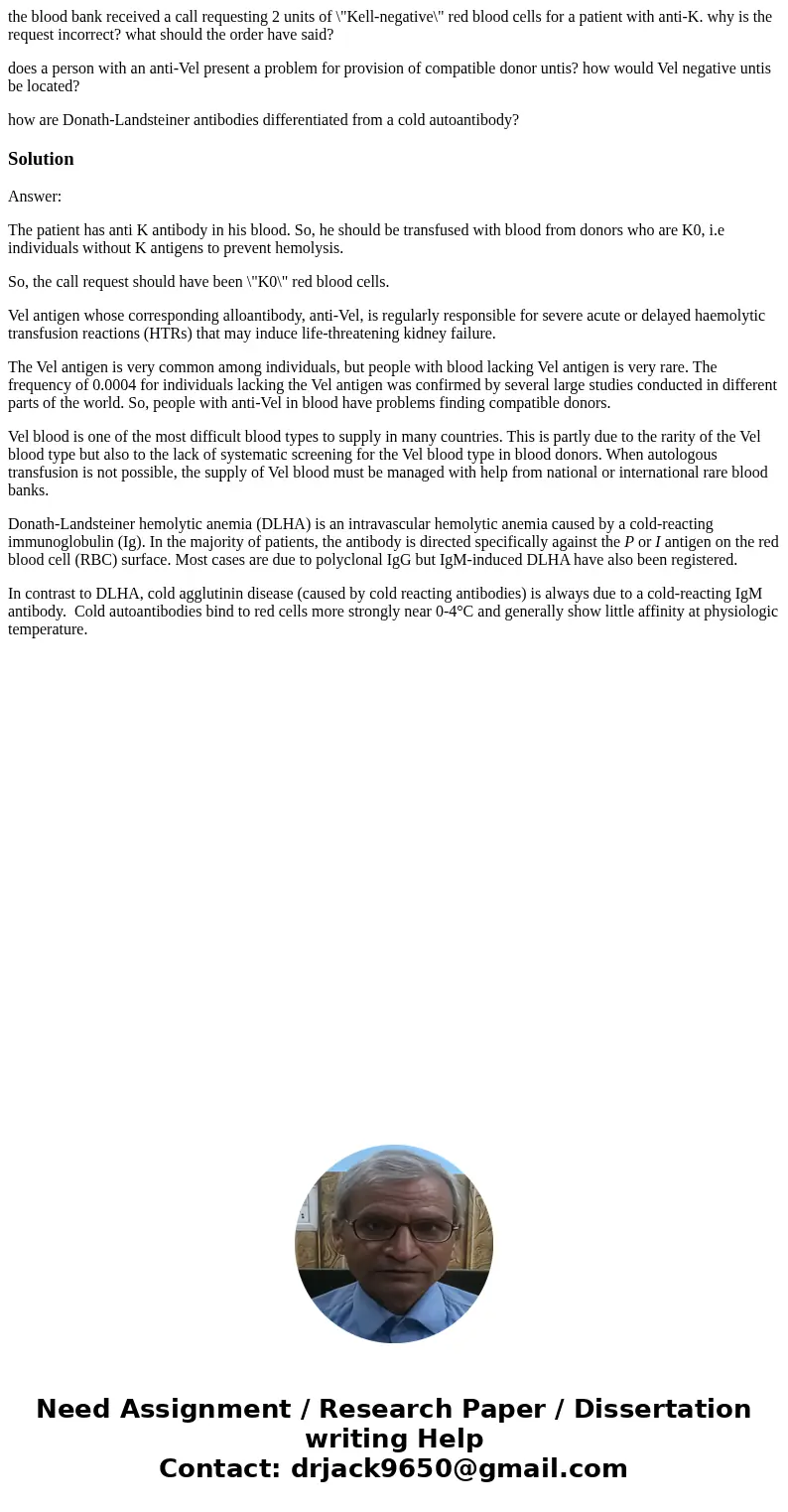 the blood bank received a call requesting 2 units of \