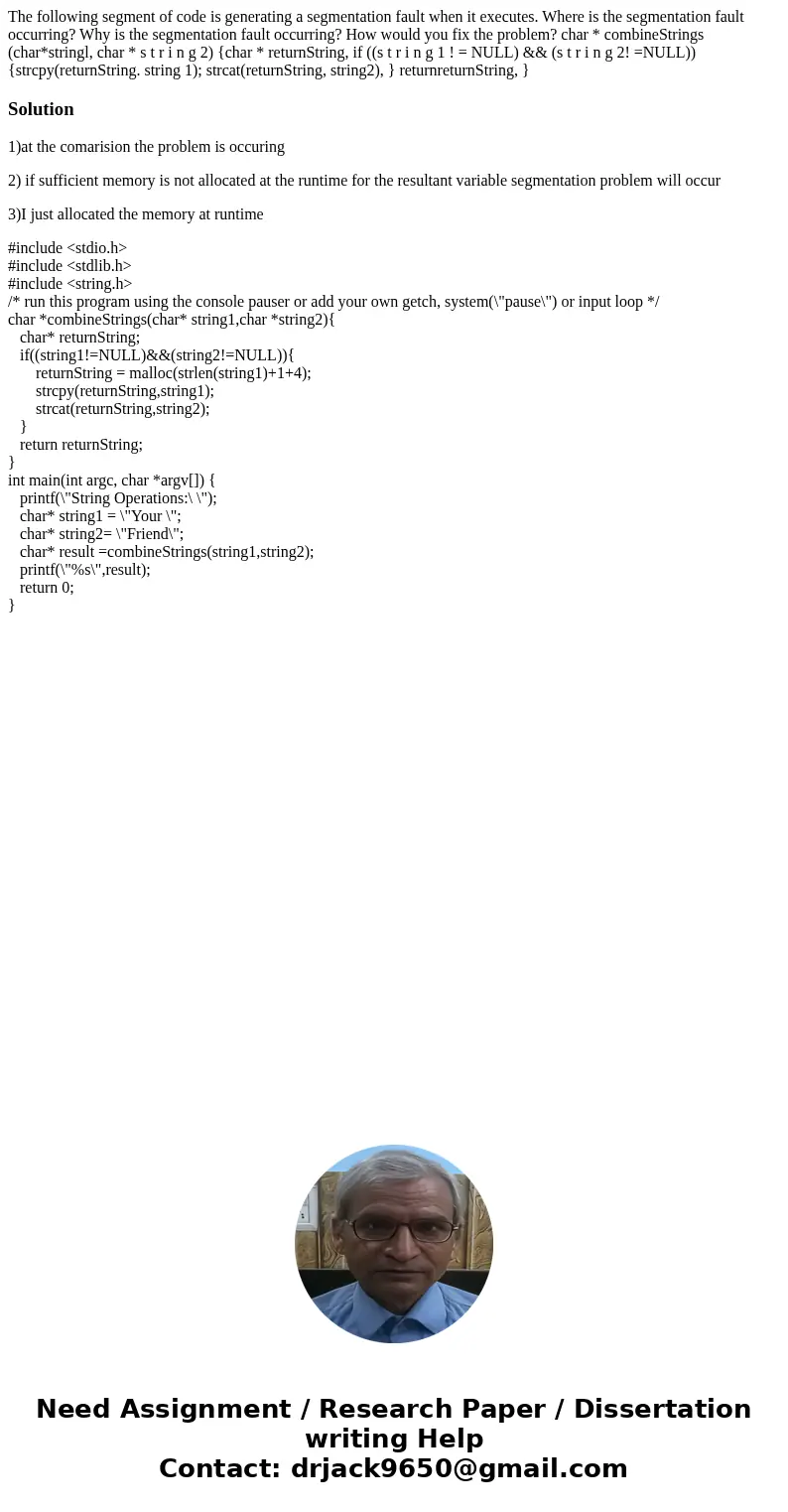The following segment of code is generating a segmentation fault when it executes. Where is the segmentation fault occurring? Why is the segmentation fault occ  The following segment of code is generating a segmentation fault when it executes. Where is the segmentation fault occurring? Why is the segmentation fault occ