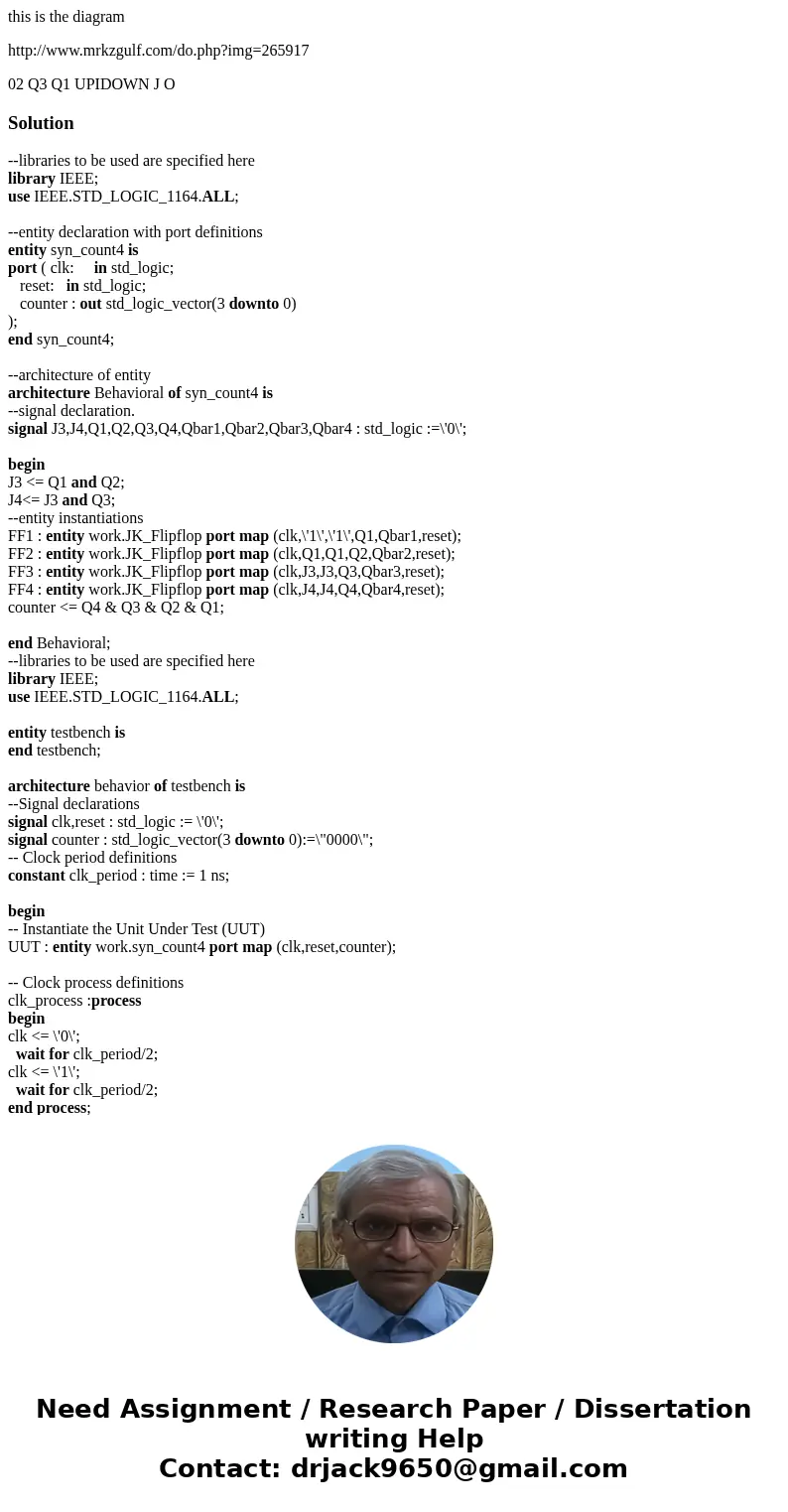 this is the diagram http://www.mrkzgulf.com/do.php?img=265917 02 Q3 Q1 UPIDOWN J O Solution--libraries to be used are specified here library IEEE; use IEEE.STD_ this is the diagram http://www.mrkzgulf.com/do.php?img=265917 02 Q3 Q1 UPIDOWN J O Solution--libraries to be used are specified here library IEEE; use IEEE.STD_