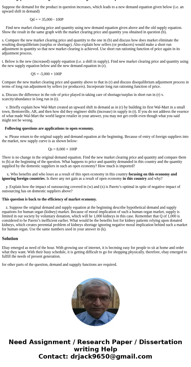 This problem is loosely based on homework problem #4 in chapter 3 but delves much deeper into the implications. The following relations describe demand and supp This problem is loosely based on homework problem #4 in chapter 3 but delves much deeper into the implications. The following relations describe demand and supp