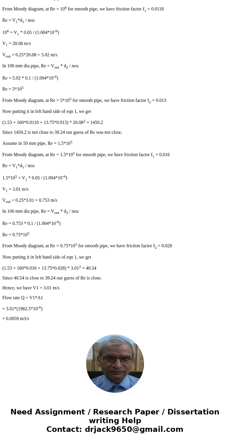 Water at 20 degree C is pumped at a steady rate from a well to a reservoir elevated 5 m above the water level in the well. Determine the flow rate if it is kno  Water at 20 degree C is pumped at a steady rate from a well to a reservoir elevated 5 m above the water level in the well. Determine the flow rate if it is kno