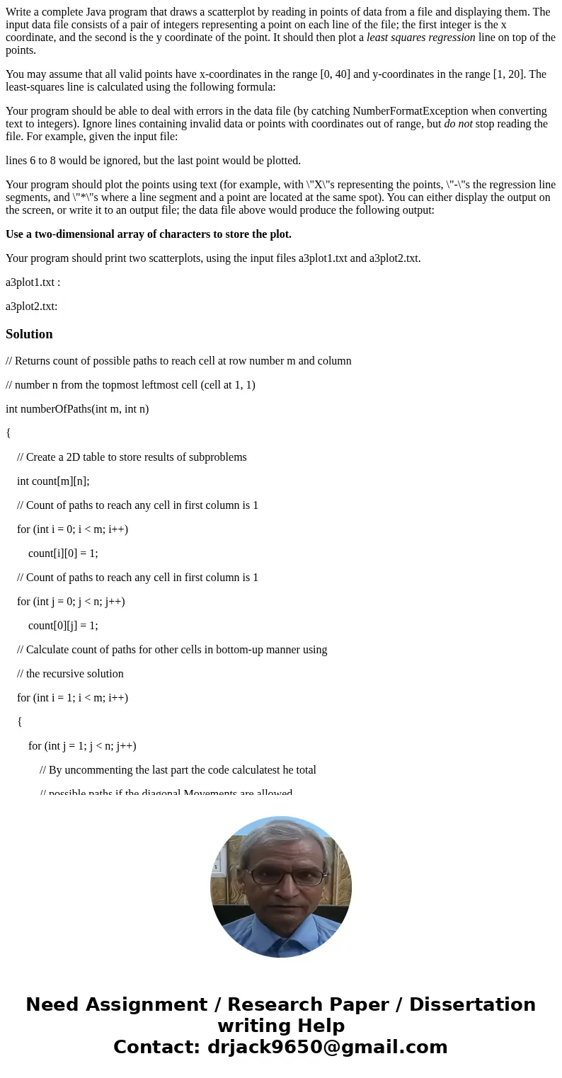 Write a complete Java program that draws a scatterplot by reading in points of data from a file and displaying them. The input data file consists of a pair of i