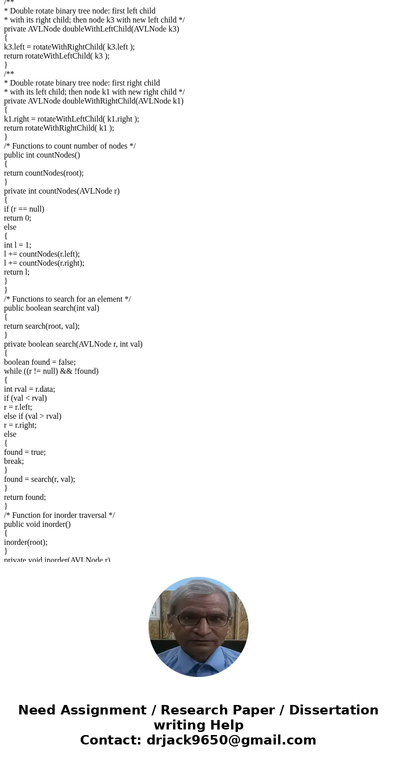 A JAVA PROGRAM Write a program to maintain AVL tree. Input: use a file, AVLinput.txt + 3 means inserting 3 into the current AVL tree if the new value is not in  A JAVA PROGRAM Write a program to maintain AVL tree. Input: use a file, AVLinput.txt + 3 means inserting 3 into the current AVL tree if the new value is not in