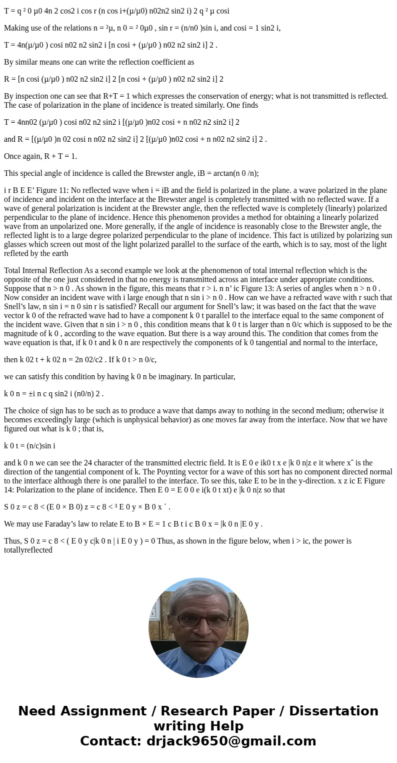A parallel-polarized uniform plane wave is incident obliquely on a lossless dielectric slab that is embedded in a free-space medium, as shown in Figure P5-17.   A parallel-polarized uniform plane wave is incident obliquely on a lossless dielectric slab that is embedded in a free-space medium, as shown in Figure P5-17.