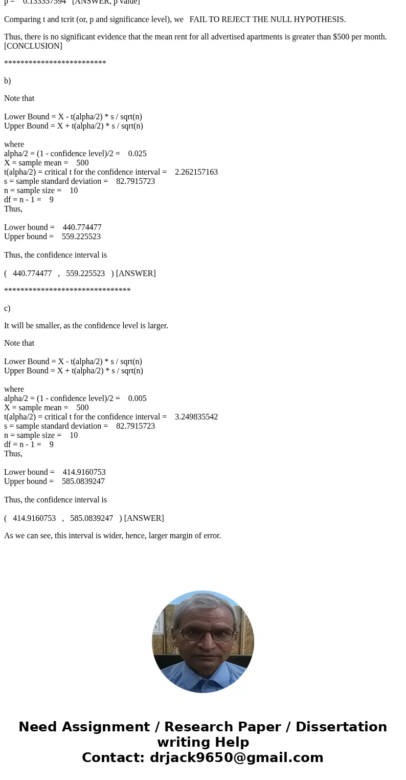 A random sample of 10 one-bedroom apartments from your local newspaper has these monthly rents (dollars) 500 650 600 505 450 550 515 495 650 395 Does these data A random sample of 10 one-bedroom apartments from your local newspaper has these monthly rents (dollars) 500 650 600 505 450 550 515 495 650 395 Does these data