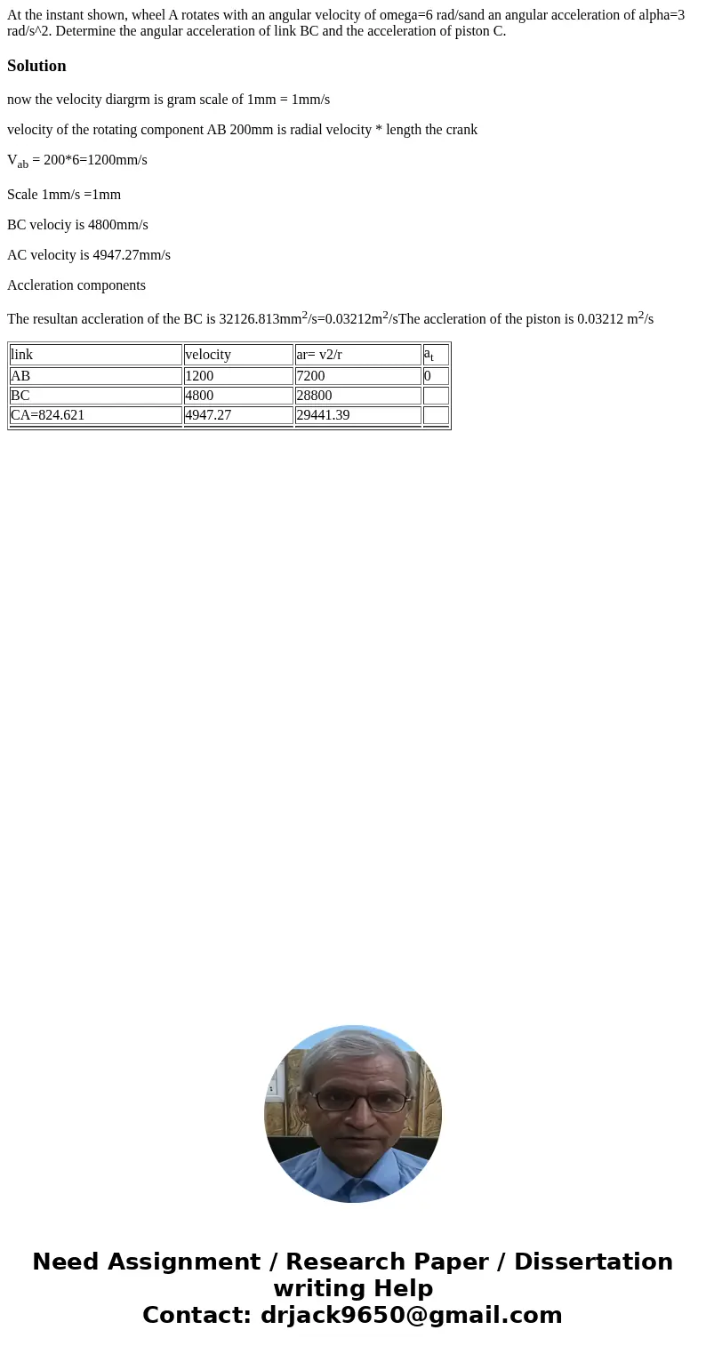 At the instant shown, wheel A rotates with an angular velocity of omega=6 rad/sand an angular acceleration of alpha=3 rad/s^2. Determine the angular accelerati  At the instant shown, wheel A rotates with an angular velocity of omega=6 rad/sand an angular acceleration of alpha=3 rad/s^2. Determine the angular accelerati