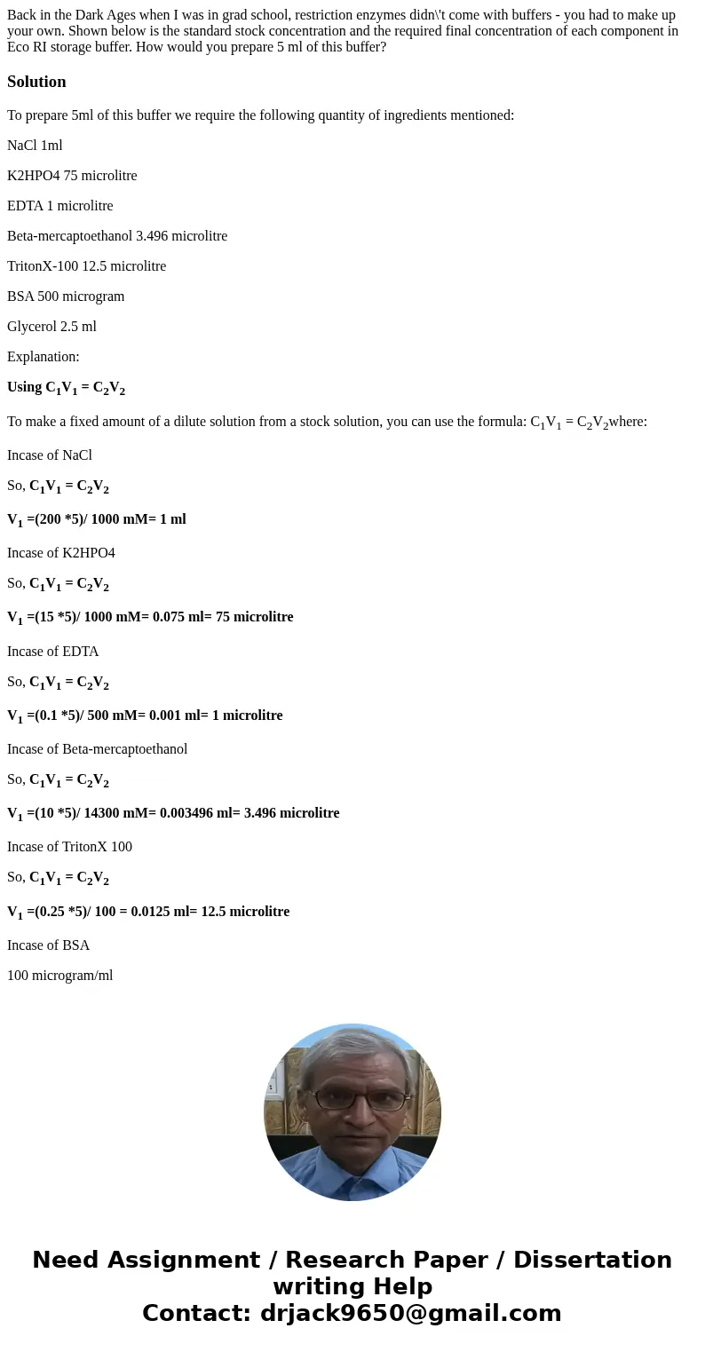 Back in the Dark Ages when I was in grad school, restriction enzymes didn\'t come with buffers - you had to make up your own. Shown below is the standard stock  Back in the Dark Ages when I was in grad school, restriction enzymes didn\'t come with buffers - you had to make up your own. Shown below is the standard stock