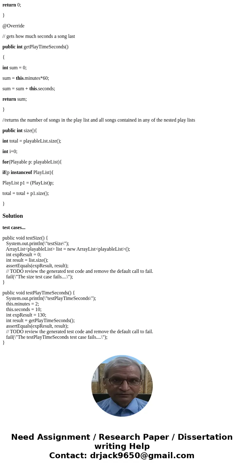 Can someone help writing JUnit for these methods: @Override // Songs ordered by artist in ascending order. public int compareTo(Song s){ int a = this.artist.com Can someone help writing JUnit for these methods: @Override // Songs ordered by artist in ascending order. public int compareTo(Song s){ int a = this.artist.com