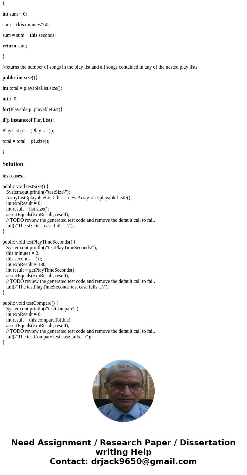 Can someone help writing JUnit for these methods: @Override // Songs ordered by artist in ascending order. public int compareTo(Song s){ int a = this.artist.com Can someone help writing JUnit for these methods: @Override // Songs ordered by artist in ascending order. public int compareTo(Song s){ int a = this.artist.com