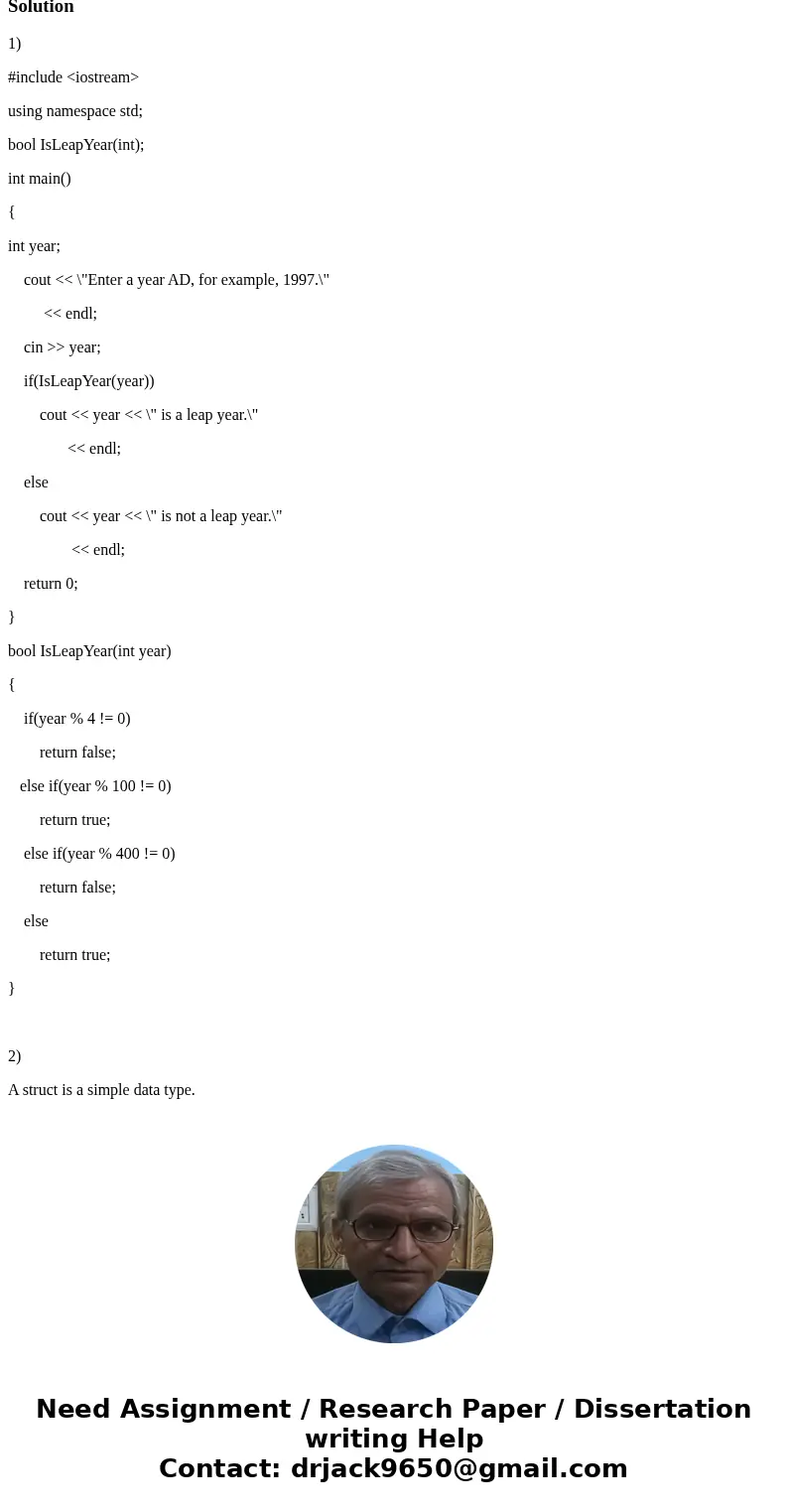 Correct the following program code and rewrite the whole code in a separate sheet. #include using namespace std; int main() {inte year; cout Solution1) #includ  Correct the following program code and rewrite the whole code in a separate sheet. #include using namespace std; int main() {inte year; cout Solution1) #includ