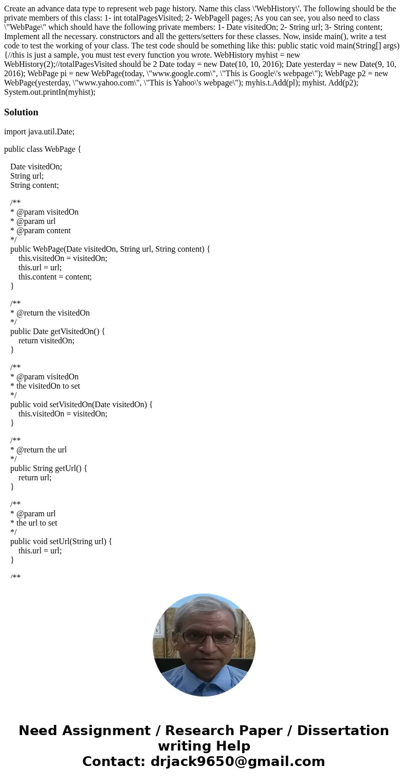 Create an advance data type to represent web page history. Name this class \'WebHistory\'. The following should be the private members of this class: 1- int to  Create an advance data type to represent web page history. Name this class \'WebHistory\'. The following should be the private members of this class: 1- int to