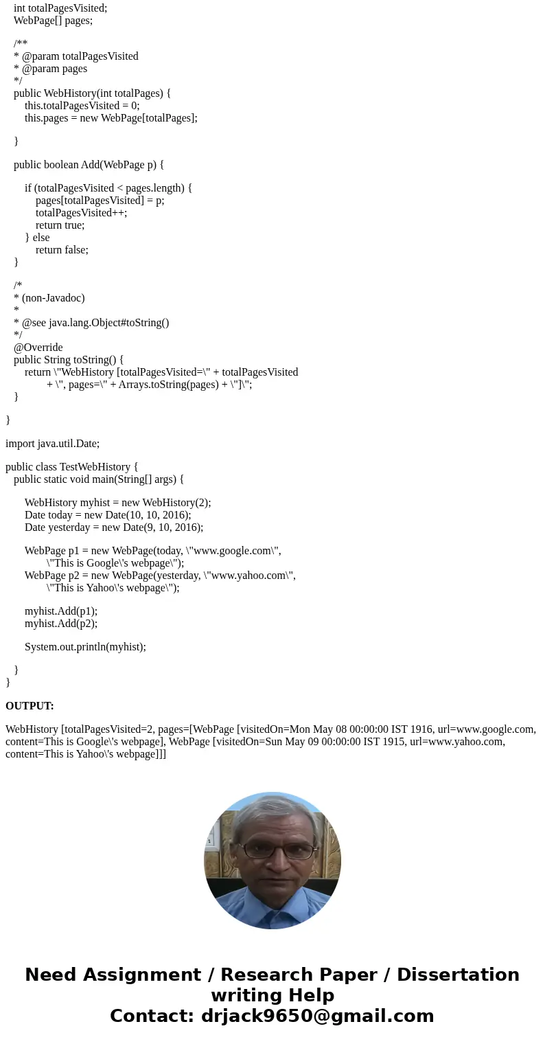 Create an advance data type to represent web page history. Name this class \'WebHistory\'. The following should be the private members of this class: 1- int to  Create an advance data type to represent web page history. Name this class \'WebHistory\'. The following should be the private members of this class: 1- int to