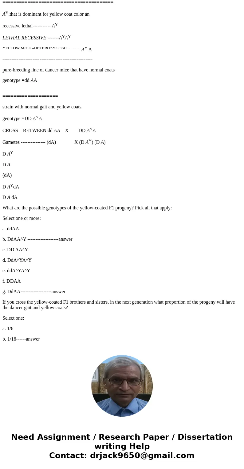 EXPLAIN SHOW WORK PLEASE. A recessive allele (d) of the dancer gene in mice affects the inner ear and results in mice with balance problems and an unusual gait. EXPLAIN SHOW WORK PLEASE. A recessive allele (d) of the dancer gene in mice affects the inner ear and results in mice with balance problems and an unusual gait.