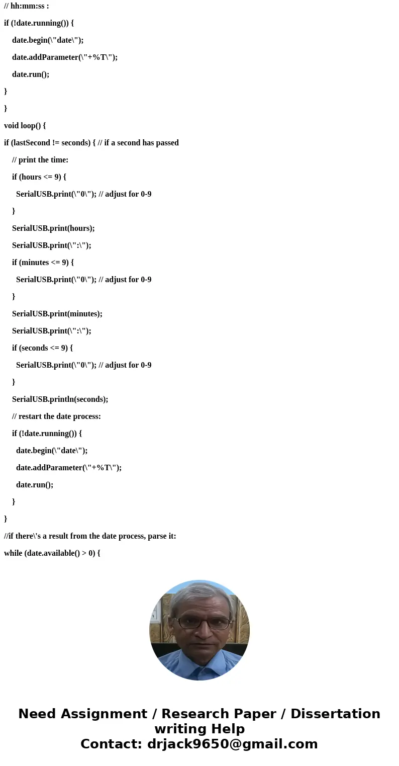 Find ardunio code. arduino get the date(mm/dd/yyyy) & time(hh/mm/ss) from the user via the serial monitor in the arduino software. Date includes day , month Find ardunio code. arduino get the date(mm/dd/yyyy) & time(hh/mm/ss) from the user via the serial monitor in the arduino software. Date includes day , month