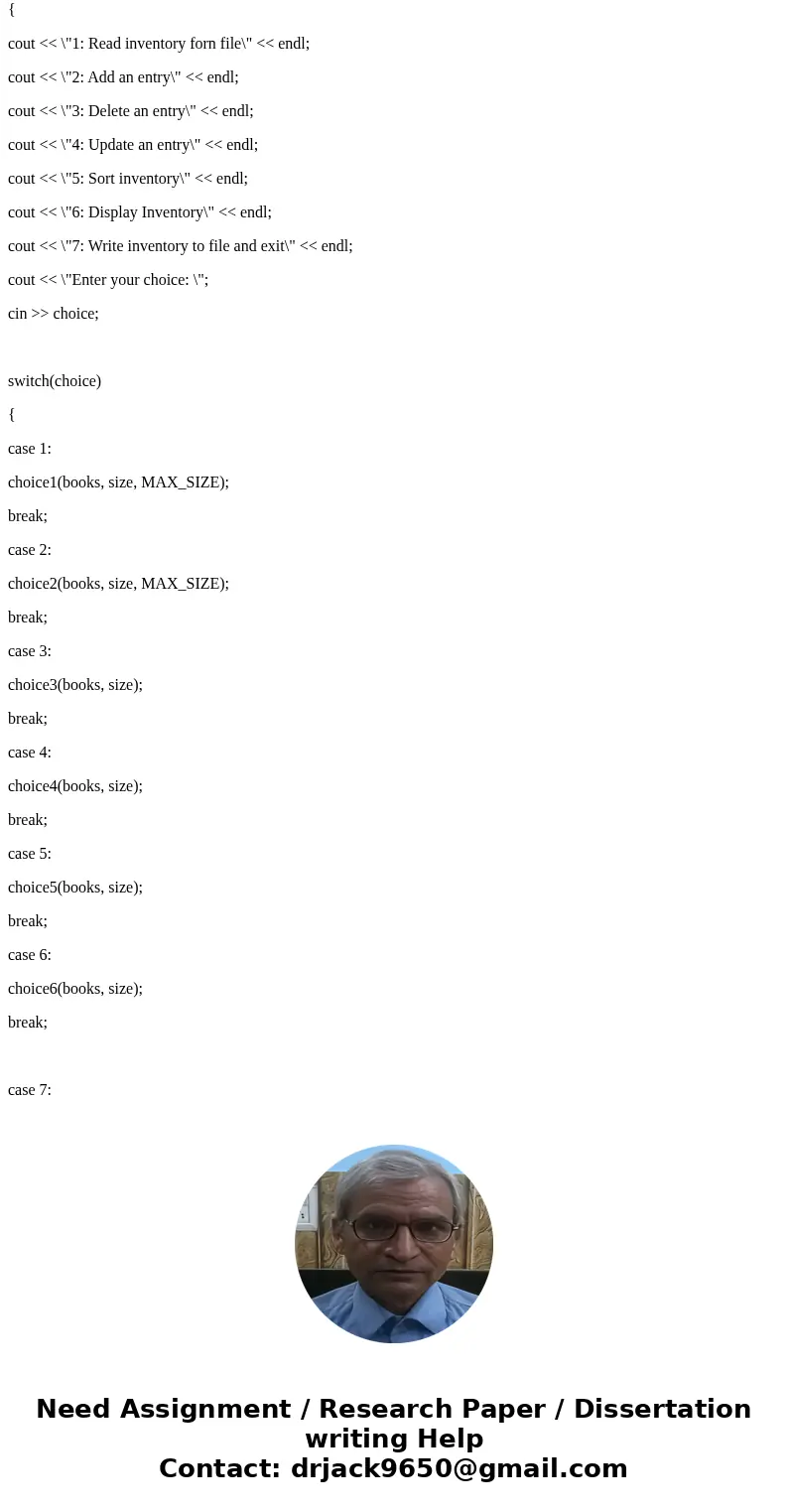 find errors of my program and fix it please. need to read file from pc create a inventory.txt and put those in it: My First Book Mark Lusk Pearson Publishing 40 find errors of my program and fix it please. need to read file from pc create a inventory.txt and put those in it: My First Book Mark Lusk Pearson Publishing 40