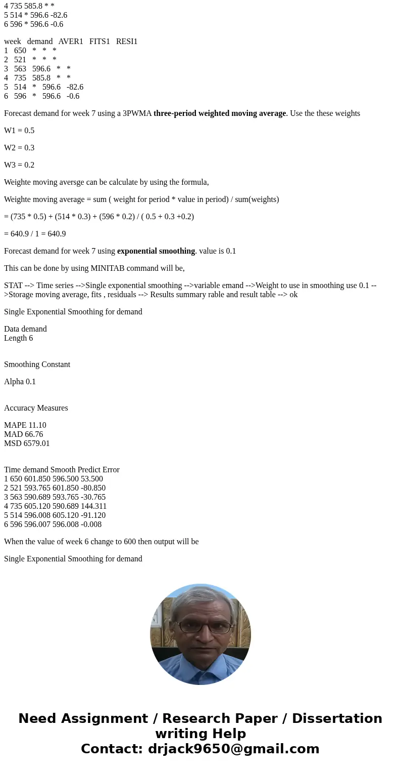Folowing data reps the weekly demand for wings at a restaurant during the past 6 weeks: Forecast demand for week 7 using a 5PMA or five-period moving average. F Folowing data reps the weekly demand for wings at a restaurant during the past 6 weeks: Forecast demand for week 7 using a 5PMA or five-period moving average. F