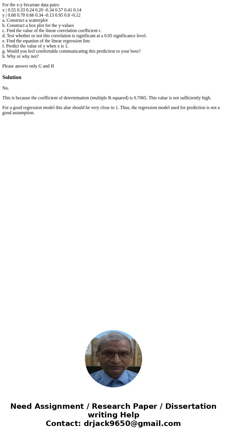 For the x-y bivariate data pairs: x | 0.55 0.33 0.24 0.20 -0.34 0.57 0.41 0.14 y | 0.68 0.78 0.66 0.34 -0.13 0.95 0.8 -0.12 a. Construct a scatterplot b. Constr For the x-y bivariate data pairs: x | 0.55 0.33 0.24 0.20 -0.34 0.57 0.41 0.14 y | 0.68 0.78 0.66 0.34 -0.13 0.95 0.8 -0.12 a. Construct a scatterplot b. Constr