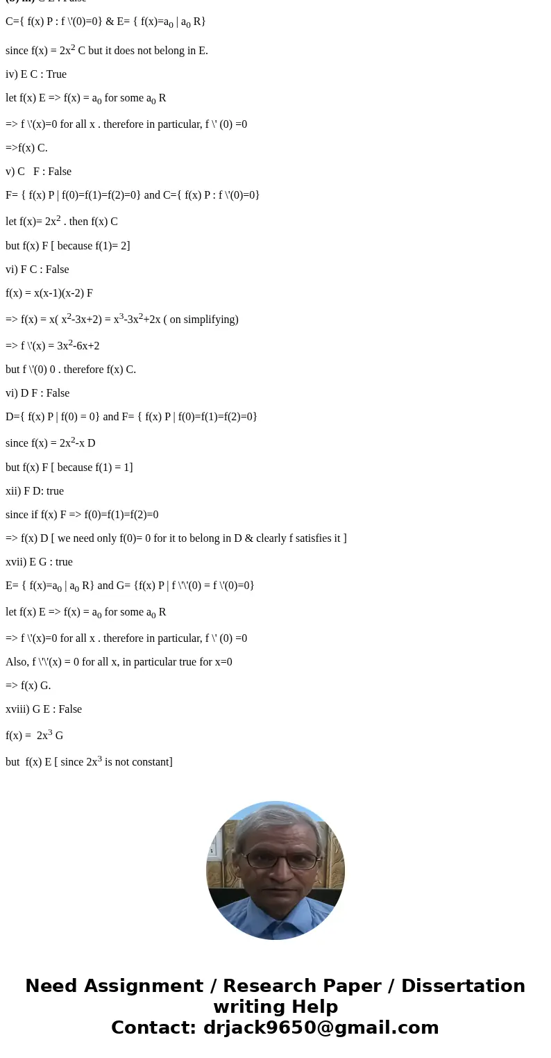 I dont understand this 2 parts.. Please show me how do you solve this and inlcude your answer to these both parts.. Thank you!Solution(a) C={ f(x) P : f \'(0)=0 I dont understand this 2 parts.. Please show me how do you solve this and inlcude your answer to these both parts.. Thank you!Solution(a) C={ f(x) P : f \'(0)=0