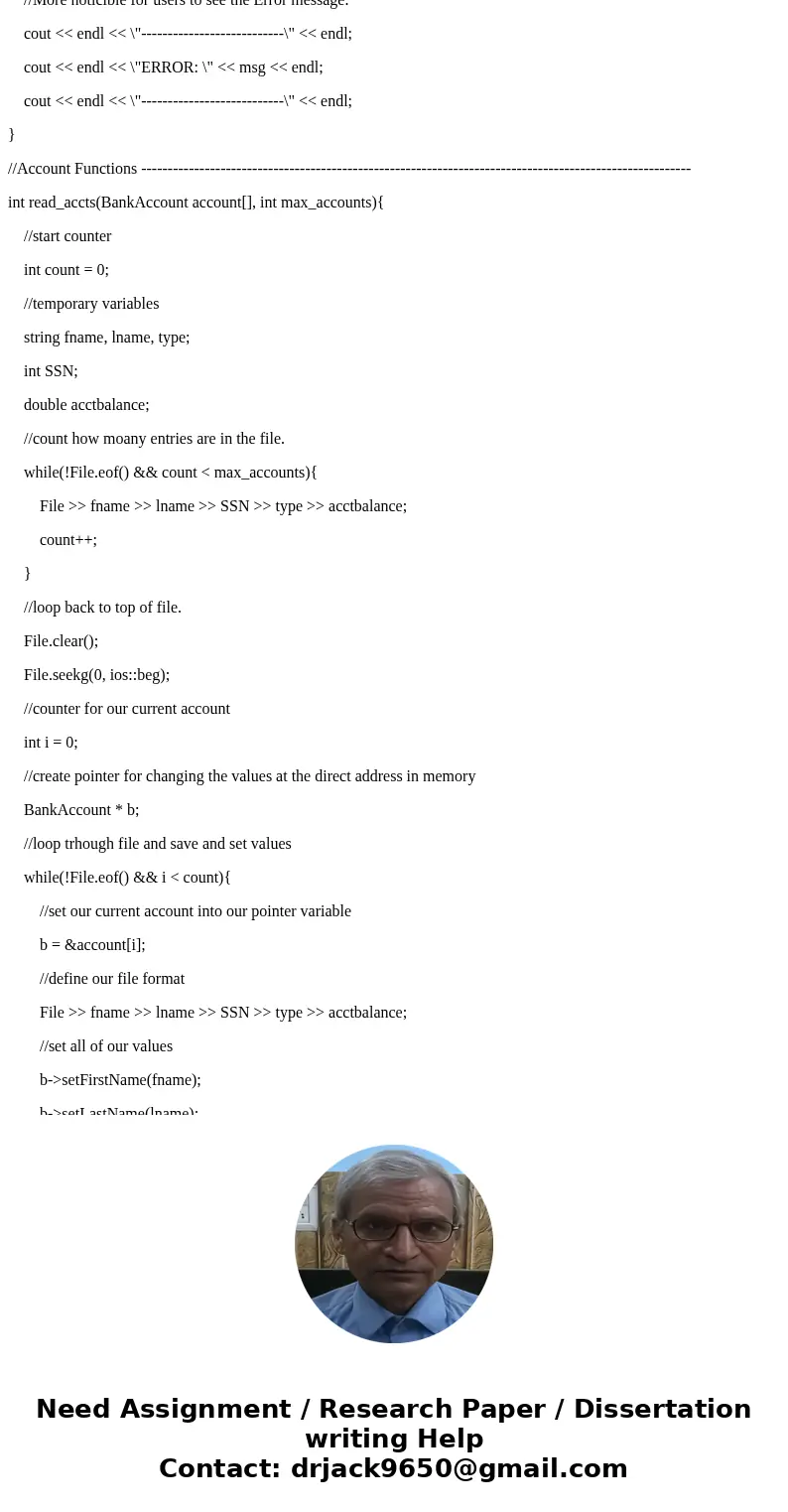 I need help with this. My first code kind of works, but it isn\'t showing the balance after each transaction. Develop a banking program using an Account class.  I need help with this. My first code kind of works, but it isn\'t showing the balance after each transaction. Develop a banking program using an Account class.
