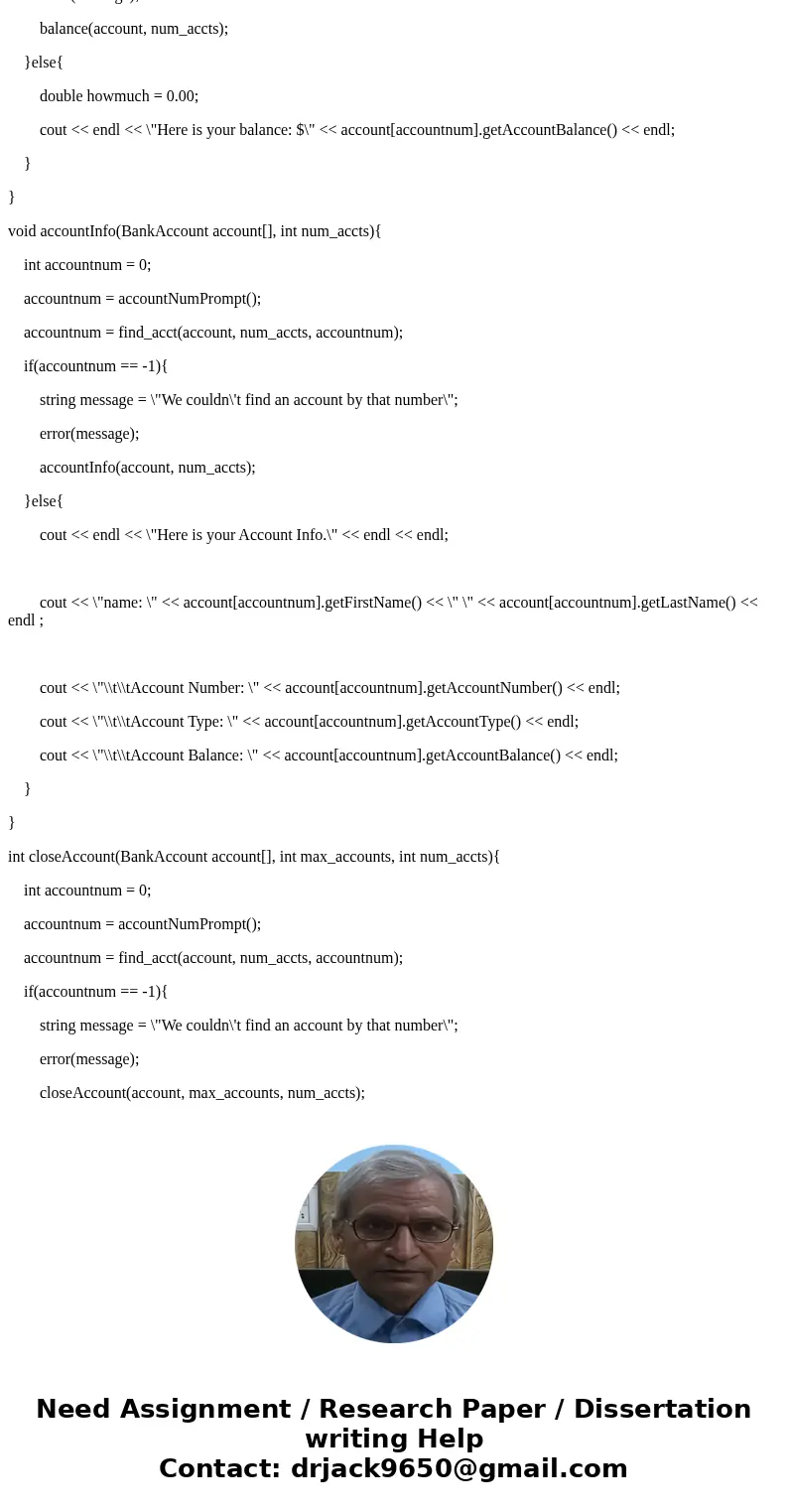 I need help with this. My first code kind of works, but it isn\'t showing the balance after each transaction. Develop a banking program using an Account class.  I need help with this. My first code kind of works, but it isn\'t showing the balance after each transaction. Develop a banking program using an Account class.
