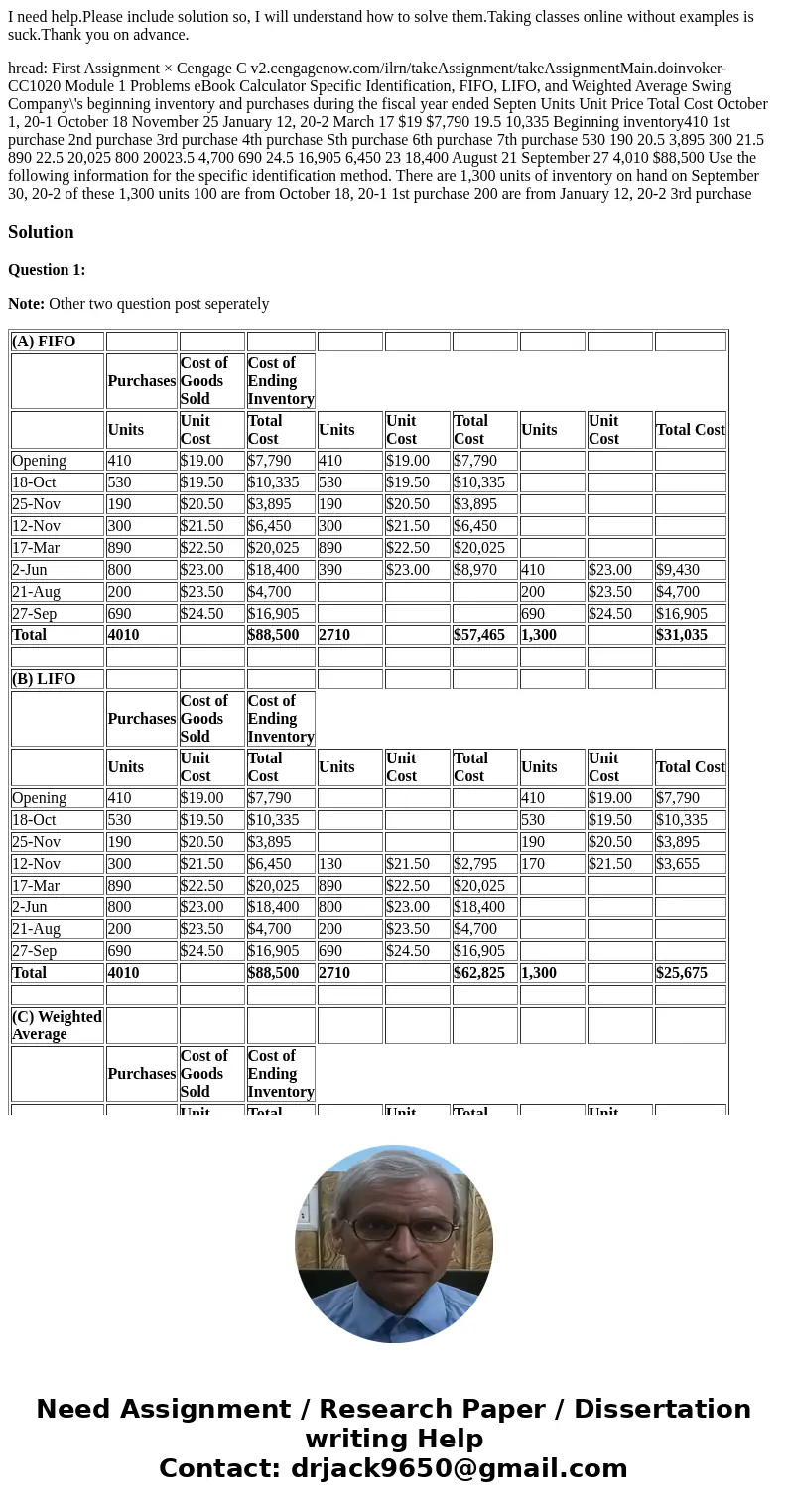  I need help.Please include solution so, I will understand how to solve them.Taking classes online without examples is suck.Thank you on advance. hread: First A