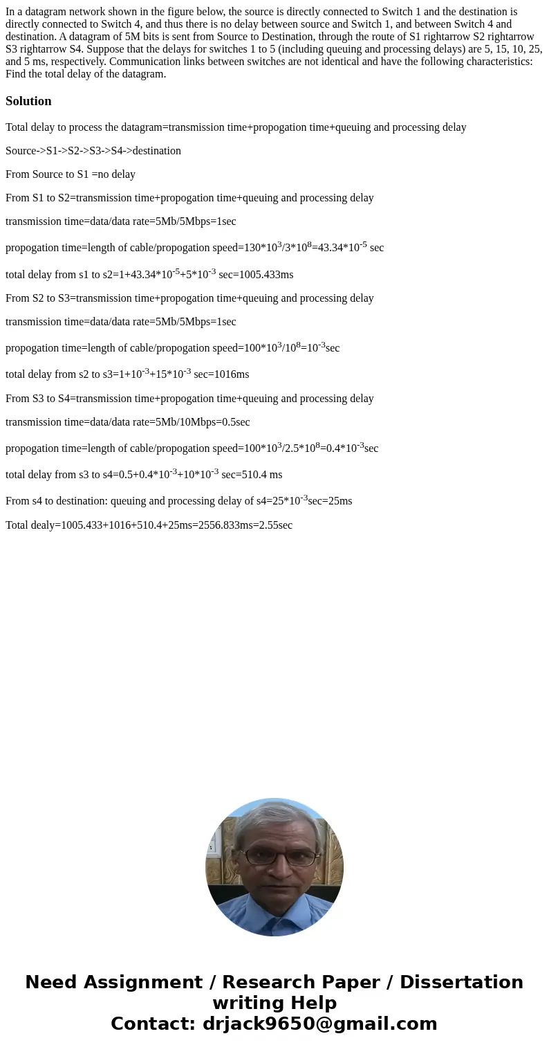 In a datagram network shown in the figure below, the source is directly connected to Switch 1 and the destination is directly connected to Switch 4, and thus t  In a datagram network shown in the figure below, the source is directly connected to Switch 1 and the destination is directly connected to Switch 4, and thus t