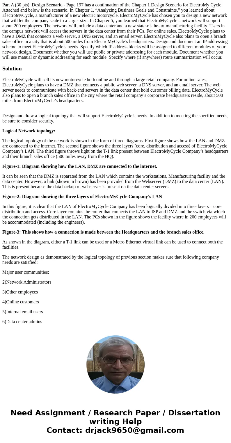Part A (30 pts): Design Scenario - Page 197 has a continuation of the Chapter 1 Design Scenario for ElectroMy Cycle. Attached and below is the scenario. In Chap Part A (30 pts): Design Scenario - Page 197 has a continuation of the Chapter 1 Design Scenario for ElectroMy Cycle. Attached and below is the scenario. In Chap