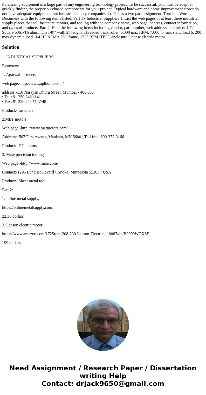 Purchasing equipment is a large part of any engineering technology project. To be successful, you must be adept at quickly finding the proper purchased compone  Purchasing equipment is a large part of any engineering technology project. To be successful, you must be adept at quickly finding the proper purchased compone