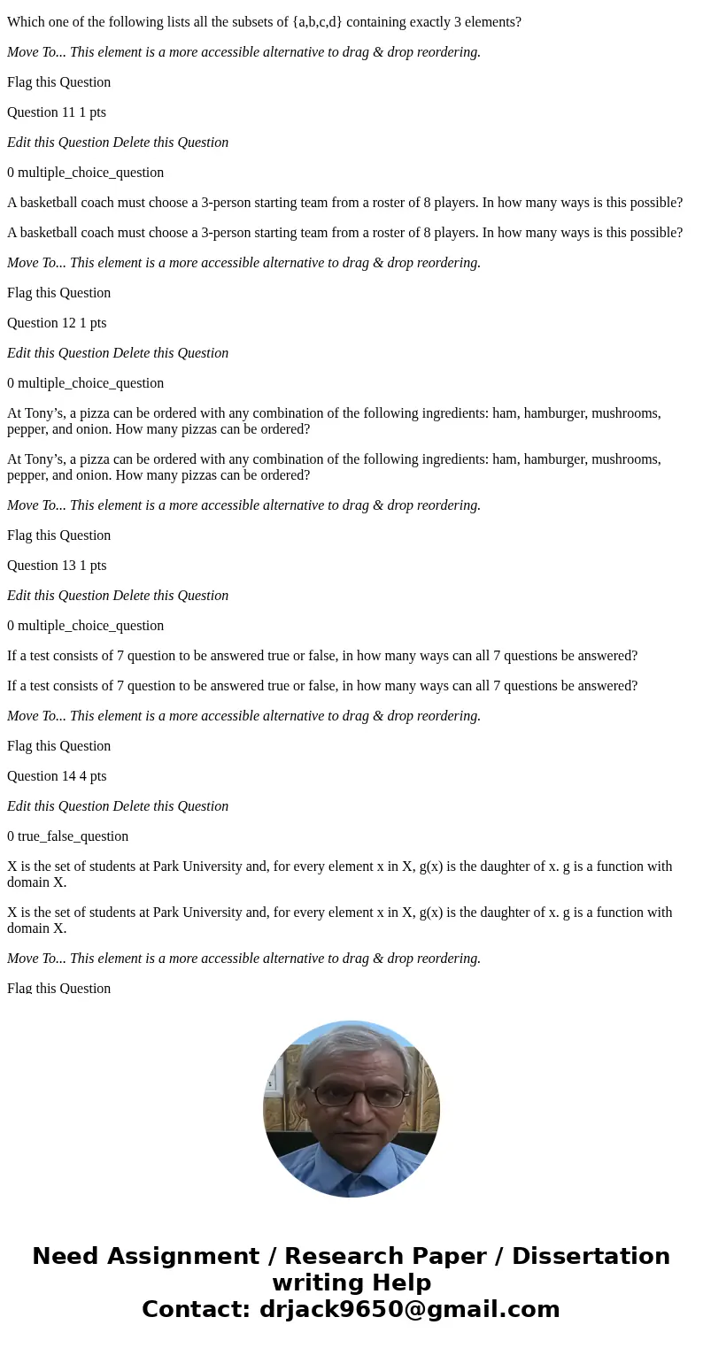 Question 1 1 pts Edit this Question Delete this Question 0 true_false_question Given X = (1, 2, 3, 4}, Y={5, 6}, and f={(1, 5), (2, 5), (3, 5)}, f is a function Question 1 1 pts Edit this Question Delete this Question 0 true_false_question Given X = (1, 2, 3, 4}, Y={5, 6}, and f={(1, 5), (2, 5), (3, 5)}, f is a function
