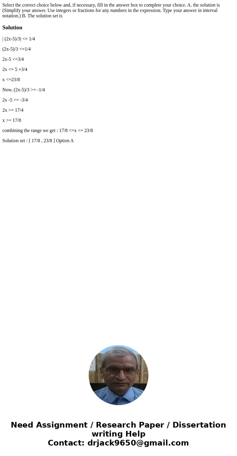 Select the correct choice below and, if necessary, fill in the answer box to complete your choice. A. the solution is (Simplify your answer. Use integers or fr  Select the correct choice below and, if necessary, fill in the answer box to complete your choice. A. the solution is (Simplify your answer. Use integers or fr