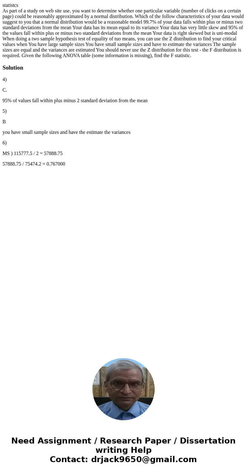 statistcs As part of a study on web site use. you want to determine whether one particular variable (number of clicks on a certain page) could be reasonably app statistcs As part of a study on web site use. you want to determine whether one particular variable (number of clicks on a certain page) could be reasonably app
