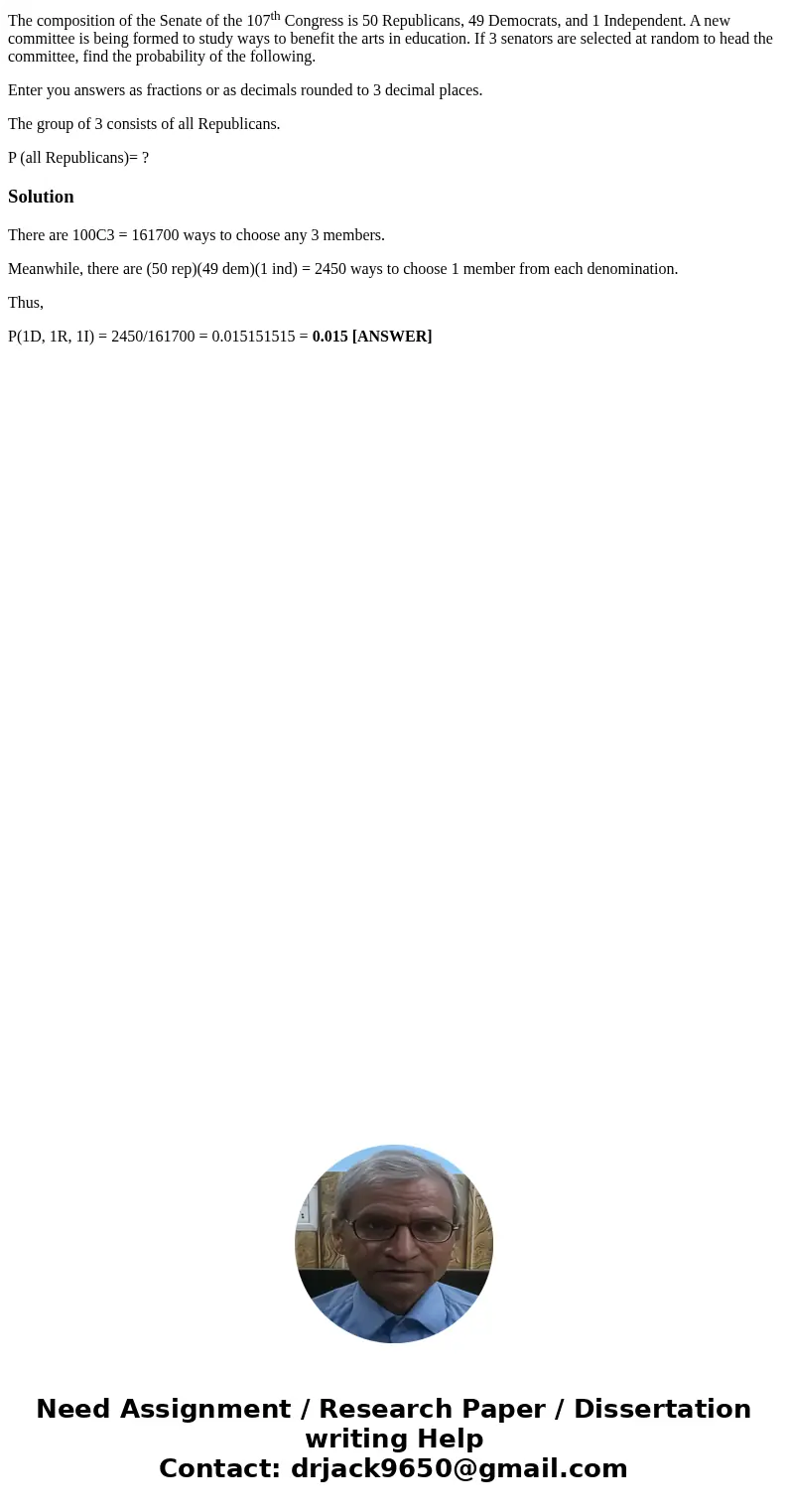 The composition of the Senate of the 107th Congress is 50 Republicans, 49 Democrats, and 1 Independent. A new committee is being formed to study ways to benefit The composition of the Senate of the 107th Congress is 50 Republicans, 49 Democrats, and 1 Independent. A new committee is being formed to study ways to benefit