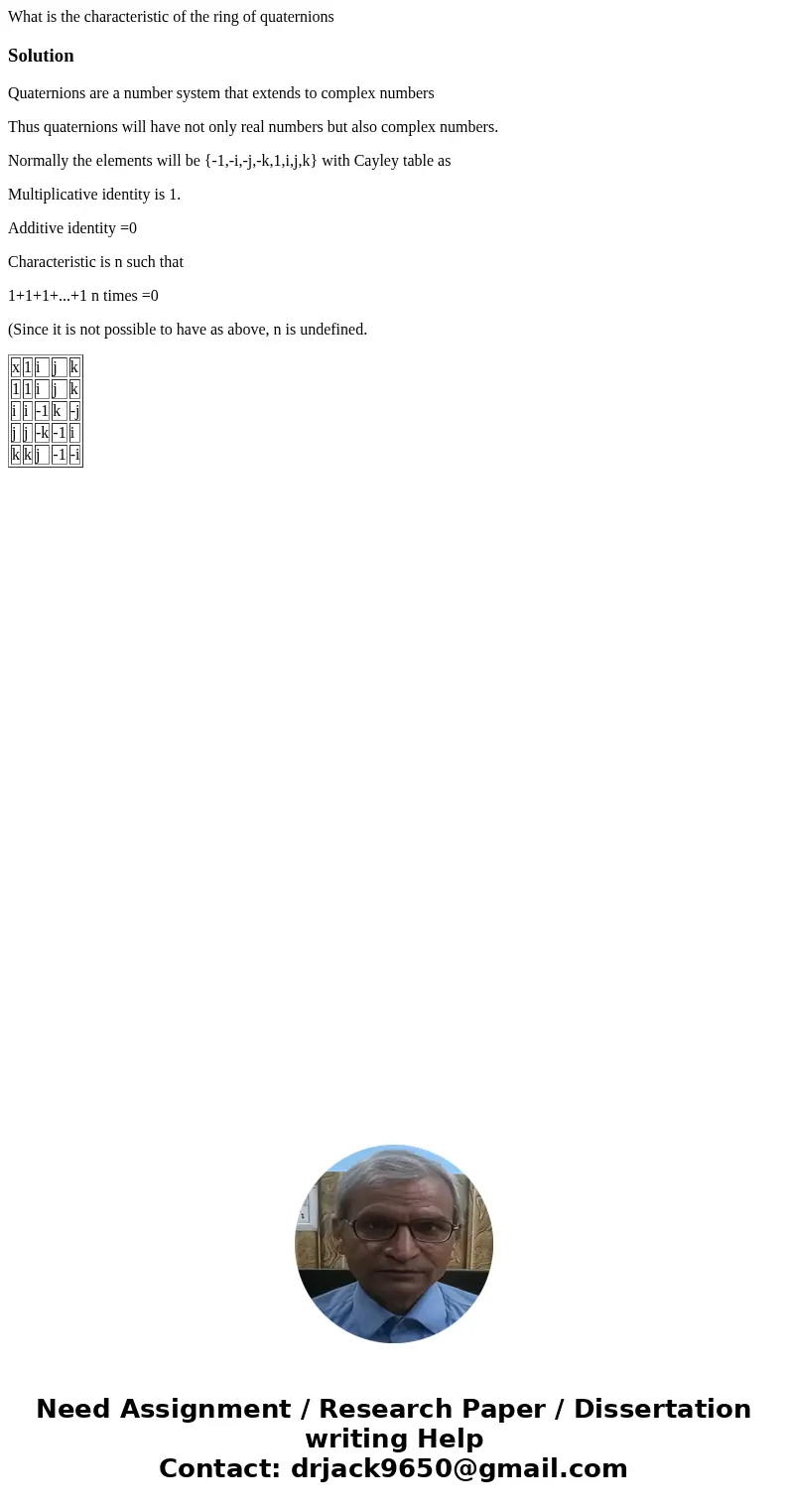 What is the characteristic of the ring of quaternionsSolutionQuaternions are a number system that extends to complex numbers Thus quaternions will have not only What is the characteristic of the ring of quaternionsSolutionQuaternions are a number system that extends to complex numbers Thus quaternions will have not only