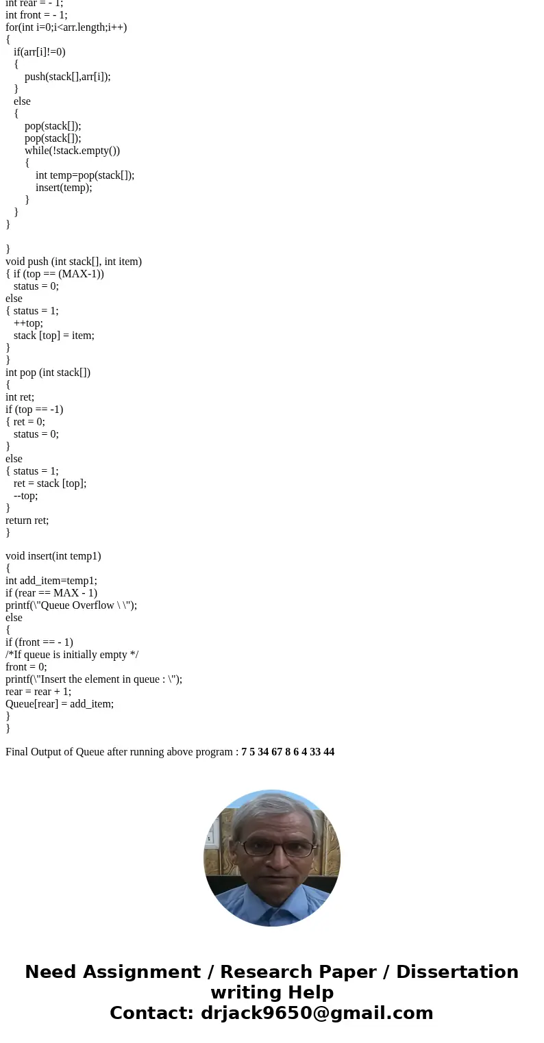What would be the contents of queue Q1 after the following code is exe- cuted and the following data are entered? 1 Q1 = createQueue 2 S1 = createStack 3 loop ( What would be the contents of queue Q1 after the following code is exe- cuted and the following data are entered? 1 Q1 = createQueue 2 S1 = createStack 3 loop (