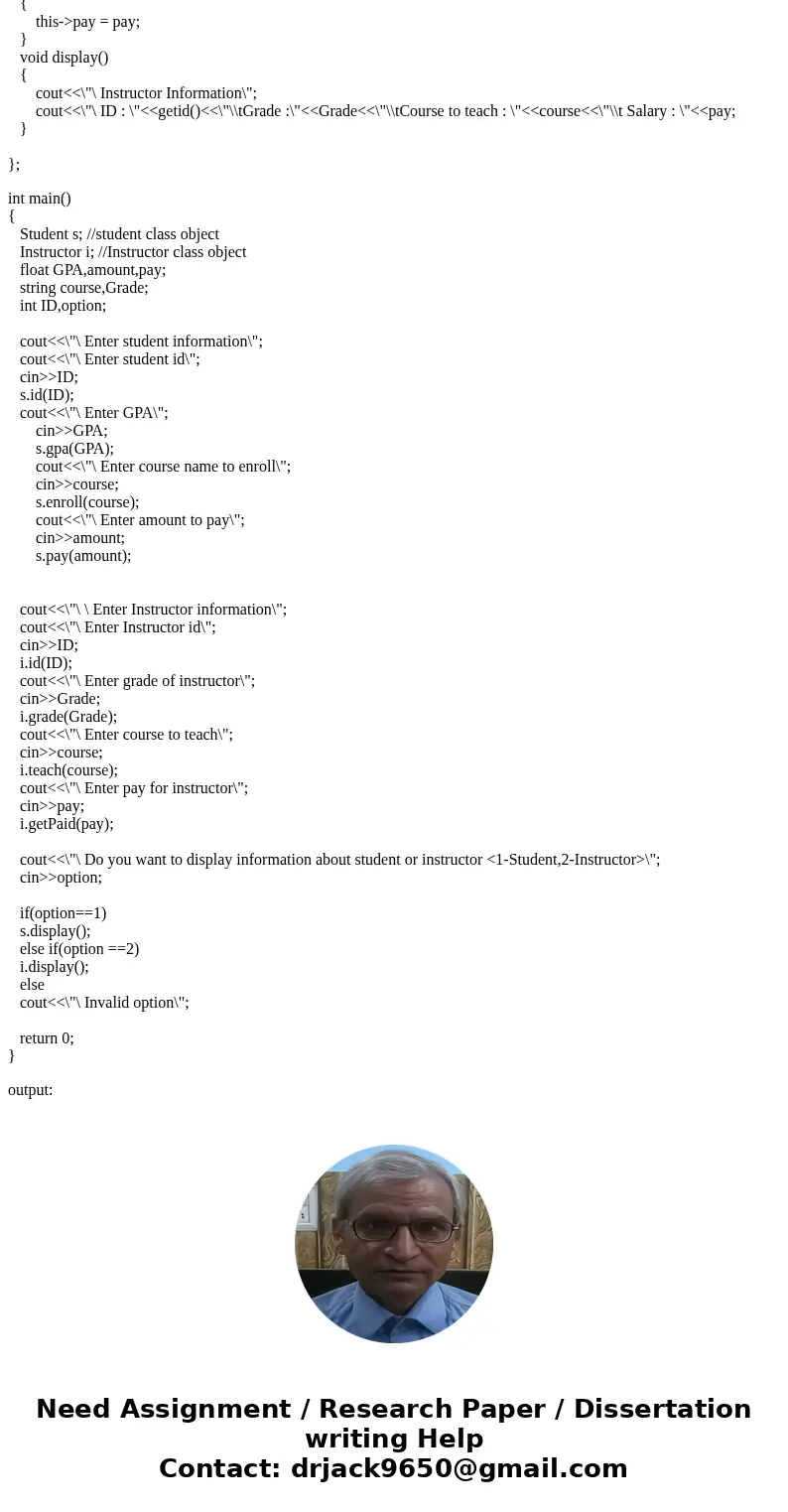  Write a program that implements the concept of inheritance. For example: in the following scenario. Air university is inherited by both student and instructor 