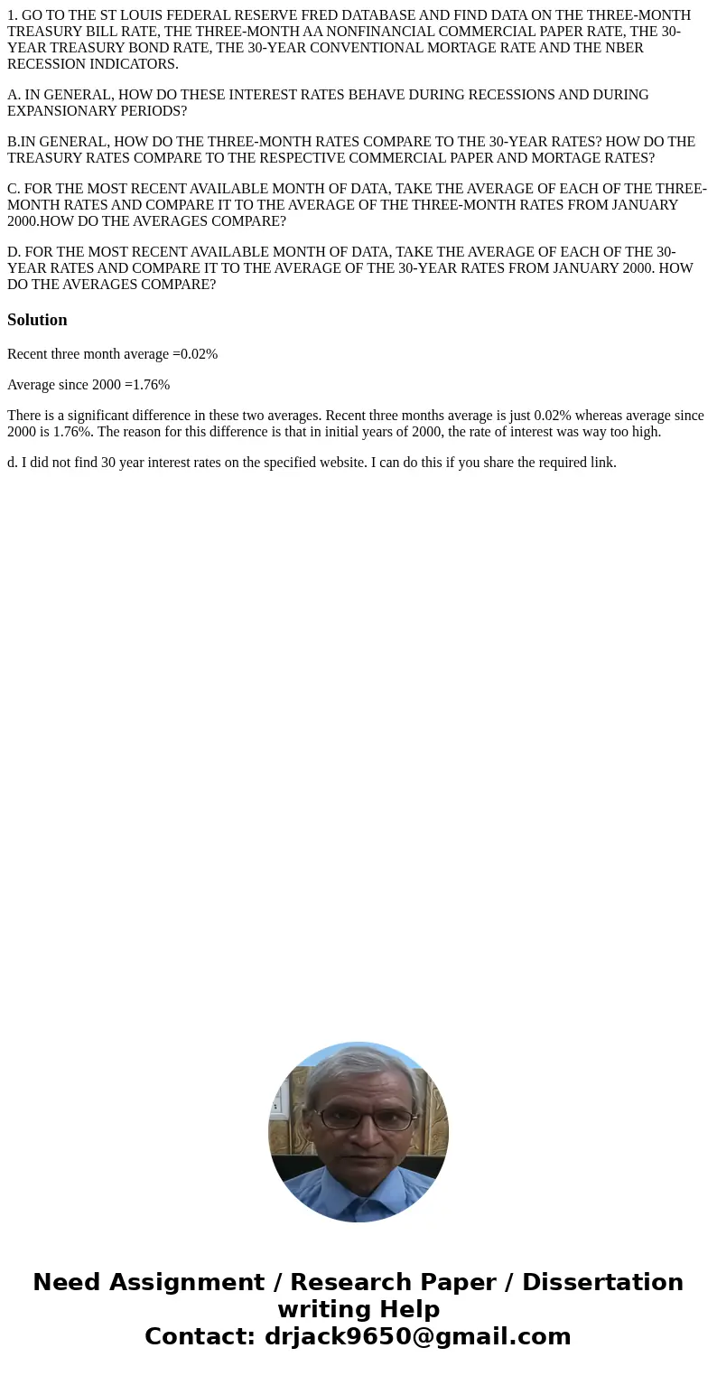 1. GO TO THE ST LOUIS FEDERAL RESERVE FRED DATABASE AND FIND DATA ON THE THREE-MONTH TREASURY BILL RATE, THE THREE-MONTH AA NONFINANCIAL COMMERCIAL PAPER RATE,  1. GO TO THE ST LOUIS FEDERAL RESERVE FRED DATABASE AND FIND DATA ON THE THREE-MONTH TREASURY BILL RATE, THE THREE-MONTH AA NONFINANCIAL COMMERCIAL PAPER RATE,