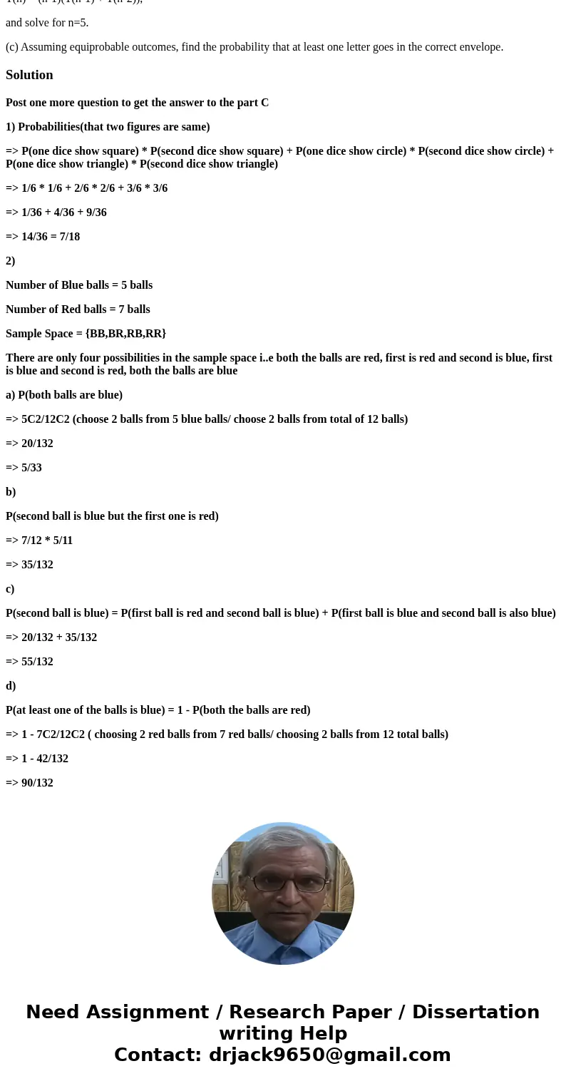 1) Two identical dice are made as follows. Each is a cube with a square painted on one side, a circle on two sides and a triangle on three sides. If two such di 1) Two identical dice are made as follows. Each is a cube with a square painted on one side, a circle on two sides and a triangle on three sides. If two such di
