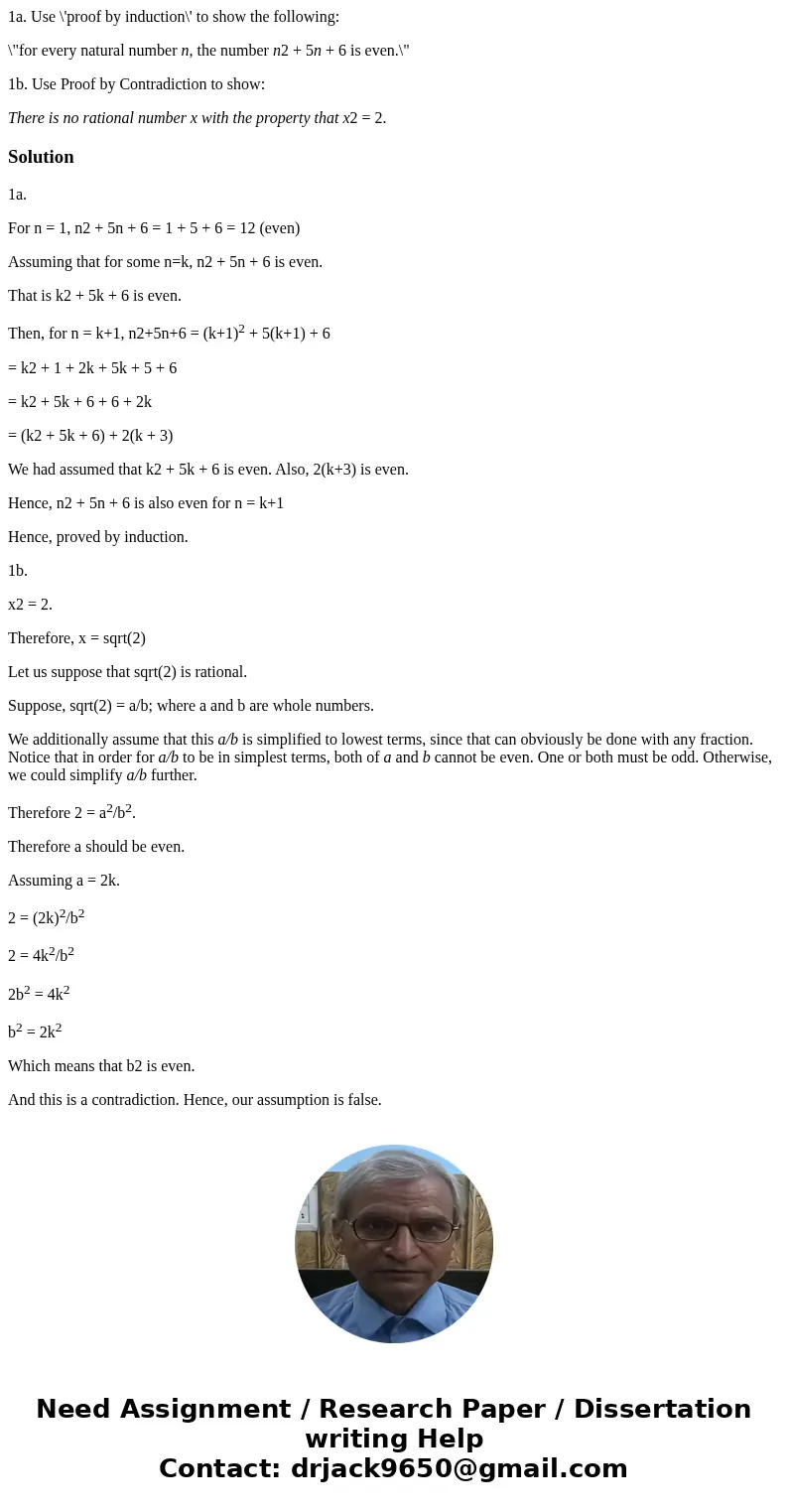 1a. Use \'proof by induction\' to show the following: \ 1a. Use \'proof by induction\' to show the following: \